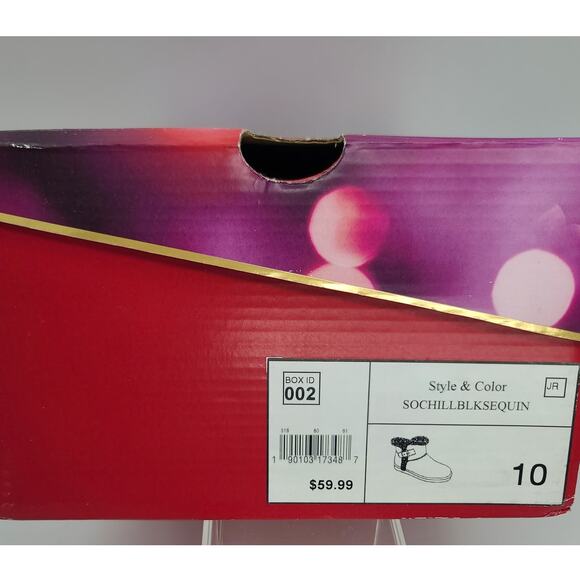 NIB SO Chill Women's Black Sequin Accent Booties Faux Fur Size 10 - Picture 7 of 8